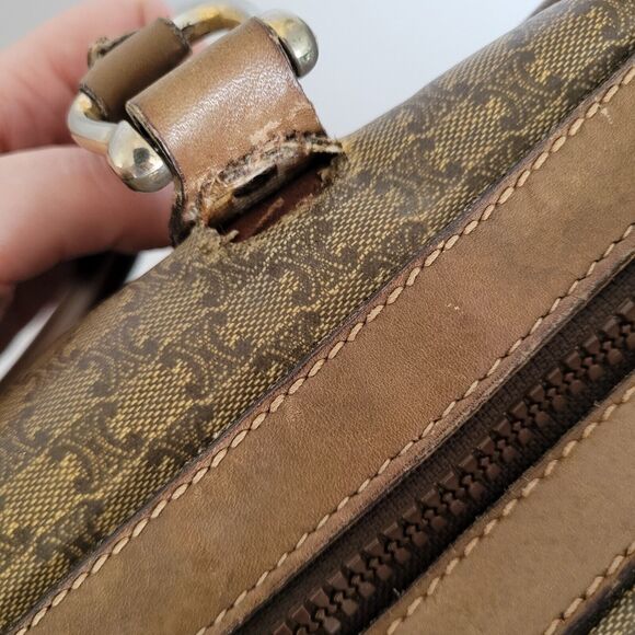 Celine Macadam Vintage Boston Bag Handbag Duffle Large Retro Brown - Picture 12 of 15